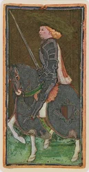 The Knight of Swords, facsimile of a tarot card from the 